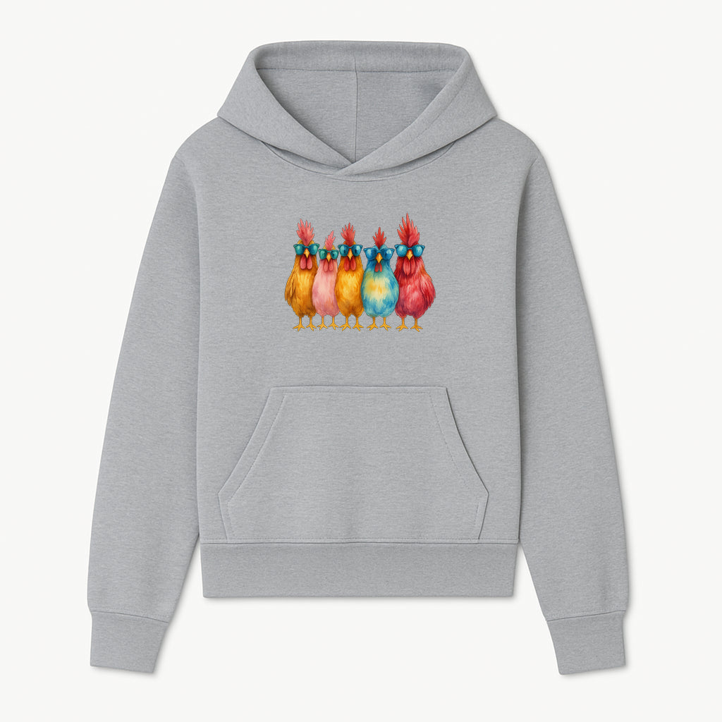 Colorful Chicken Art with Sunglasses - Fun Farmhouse Decor, Whimsical Animal Illustration, Gift for Poultry Lovers, Kitchen Wall Art - Hoodie 1757922461883.jpg
