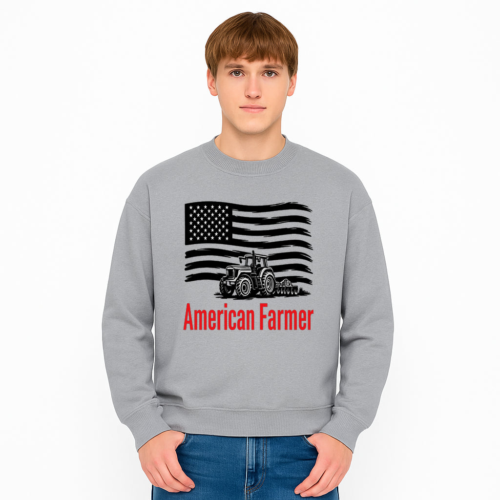 American Farmer Tractor Graphic Tee - Patriotic USA Flag Design, Farmer Gift, Agriculture Apparel - Sweatshirt 1757922462375.jpg