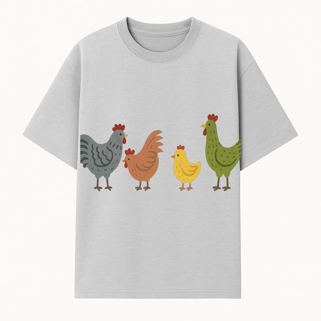Colorful Chicken Wall Art Set - Cute Farmhouse Decor for Kids' Rooms, Nursery, or Kitchen - Whimsical Animal Print Decorations - T-shirt 1757922466136.jpg