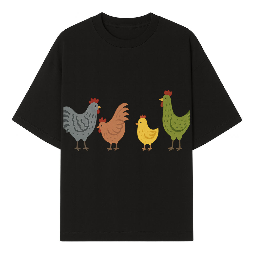 Colorful Chicken Wall Art Set - Cute Farmhouse Decor for Kids' Rooms, Nursery, or Kitchen - Whimsical Animal Print Decorations - T-shirt 1757922466282.jpg