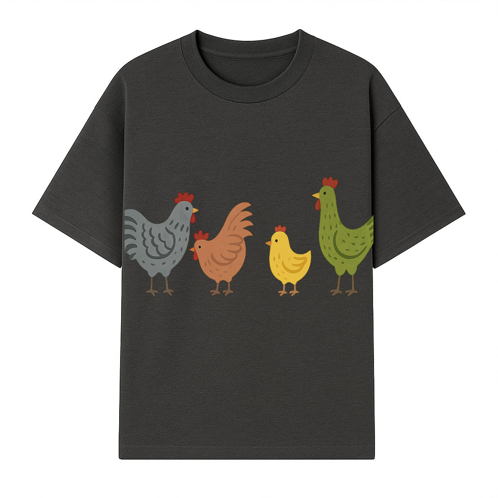 Colorful Chicken Wall Art Set - Cute Farmhouse Decor for Kids' Rooms, Nursery, or Kitchen - Whimsical Animal Print Decorations - T-shirt 1757922466445.jpg