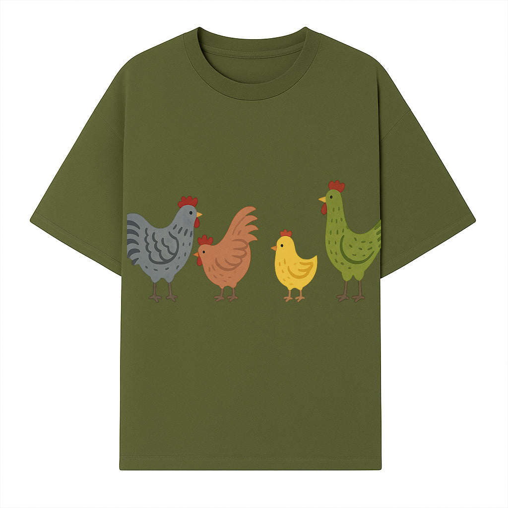 Colorful Chicken Wall Art Set - Cute Farmhouse Decor for Kids' Rooms, Nursery, or Kitchen - Whimsical Animal Print Decorations - T-shirt 1757922466560.jpg