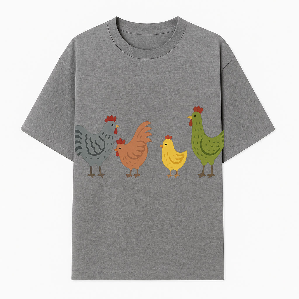 Colorful Chicken Wall Art Set - Cute Farmhouse Decor for Kids' Rooms, Nursery, or Kitchen - Whimsical Animal Print Decorations - T-shirt 1757922466690.jpg
