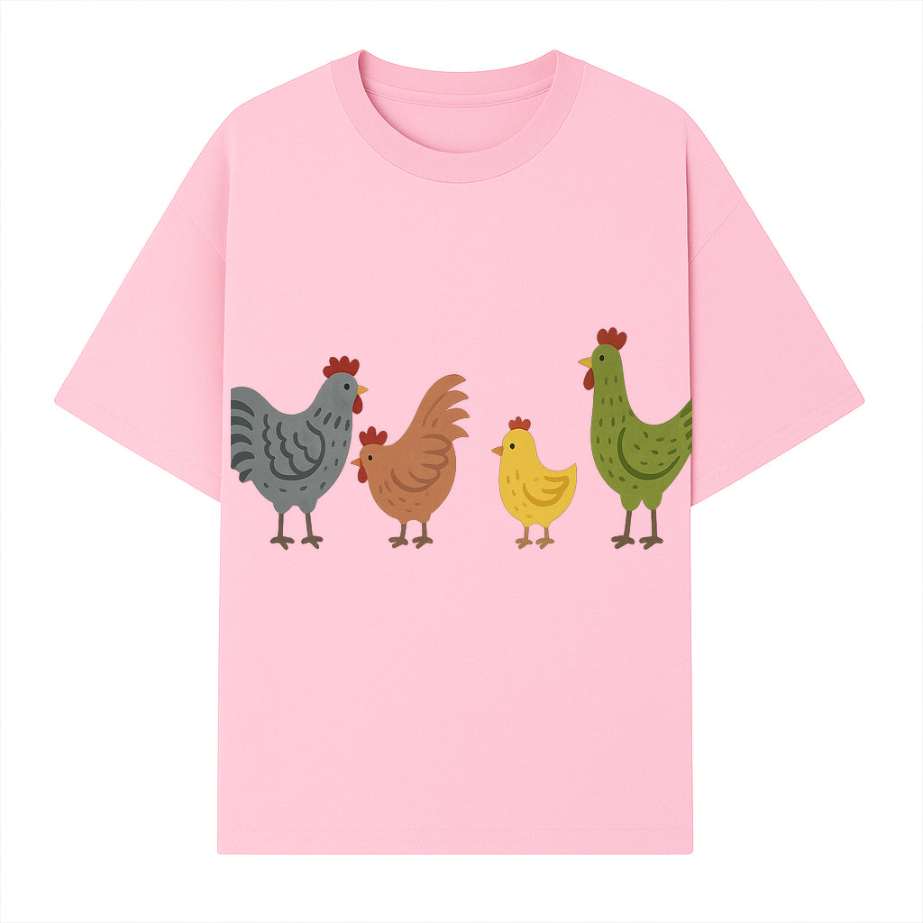 Colorful Chicken Wall Art Set - Cute Farmhouse Decor for Kids' Rooms, Nursery, or Kitchen - Whimsical Animal Print Decorations - T-shirt 1757922466951.jpg