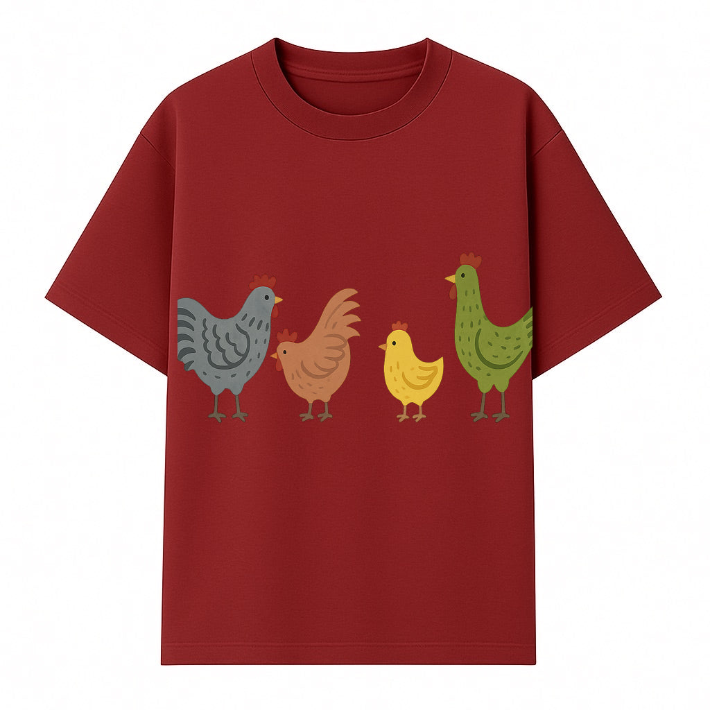 Colorful Chicken Wall Art Set - Cute Farmhouse Decor for Kids' Rooms, Nursery, or Kitchen - Whimsical Animal Print Decorations - T-shirt 1757922467127.jpg