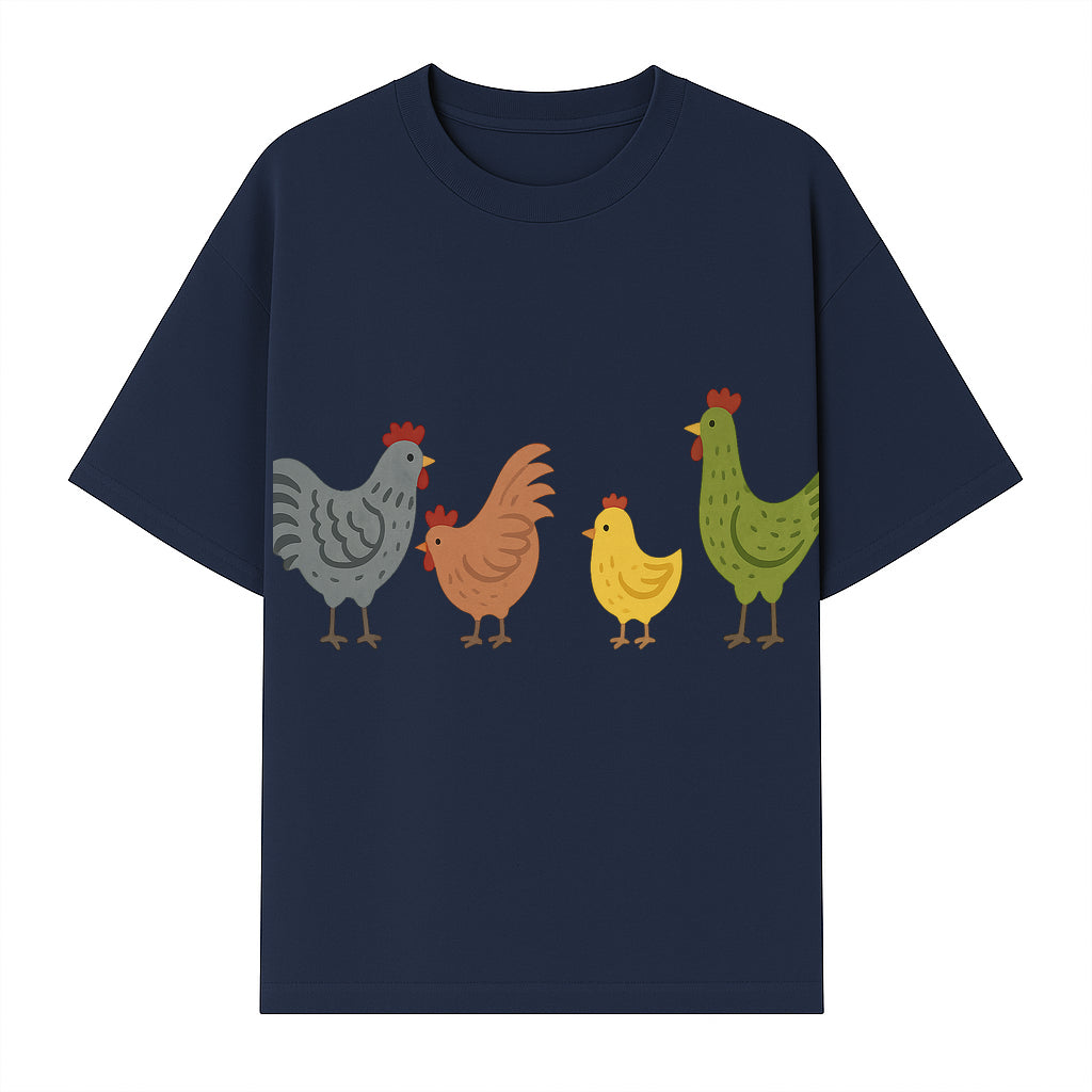 Colorful Chicken Wall Art Set - Cute Farmhouse Decor for Kids' Rooms, Nursery, or Kitchen - Whimsical Animal Print Decorations - T-shirt 1757922467241.jpg