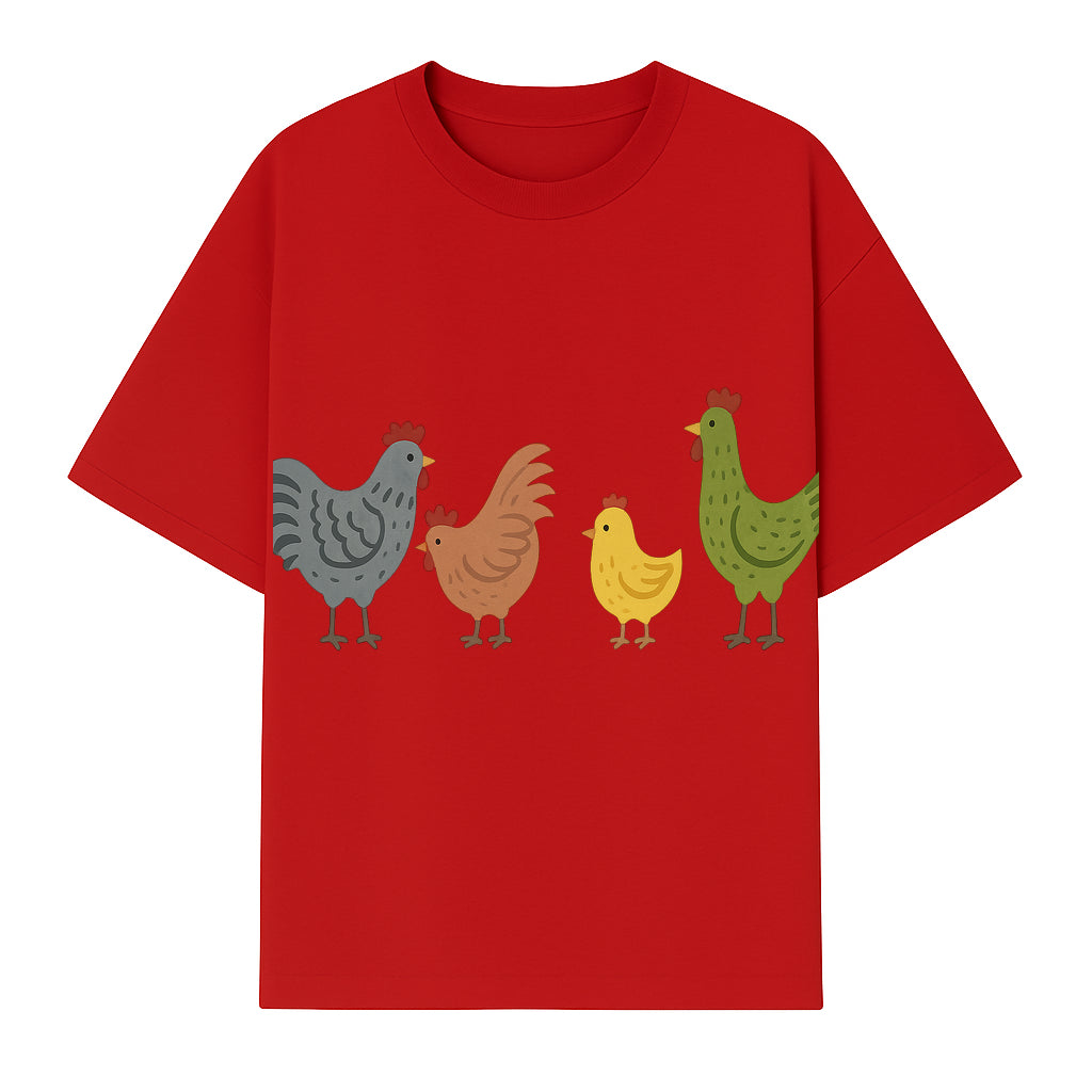 Colorful Chicken Wall Art Set - Cute Farmhouse Decor for Kids' Rooms, Nursery, or Kitchen - Whimsical Animal Print Decorations - T-shirt 1757922467390.jpg