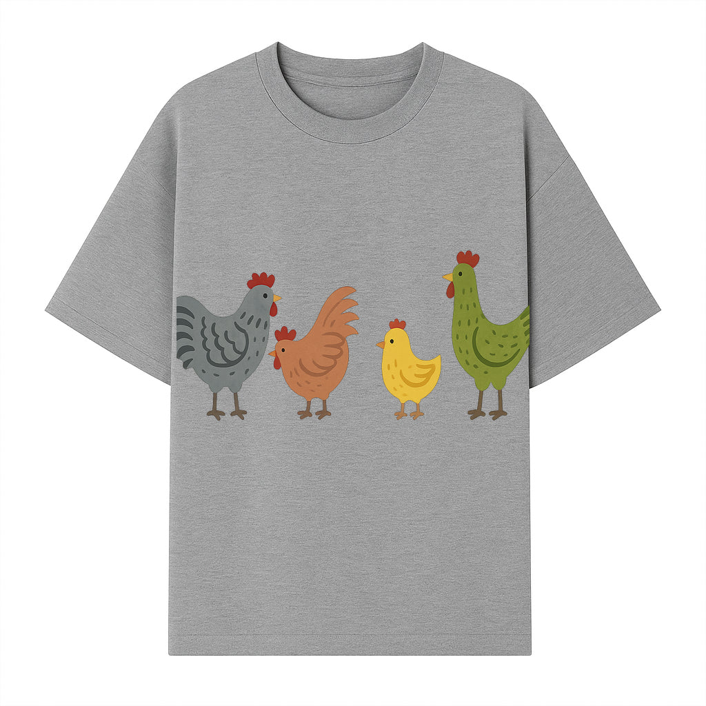 Colorful Chicken Wall Art Set - Cute Farmhouse Decor for Kids' Rooms, Nursery, or Kitchen - Whimsical Animal Print Decorations - T-shirt 1757922467535.jpg
