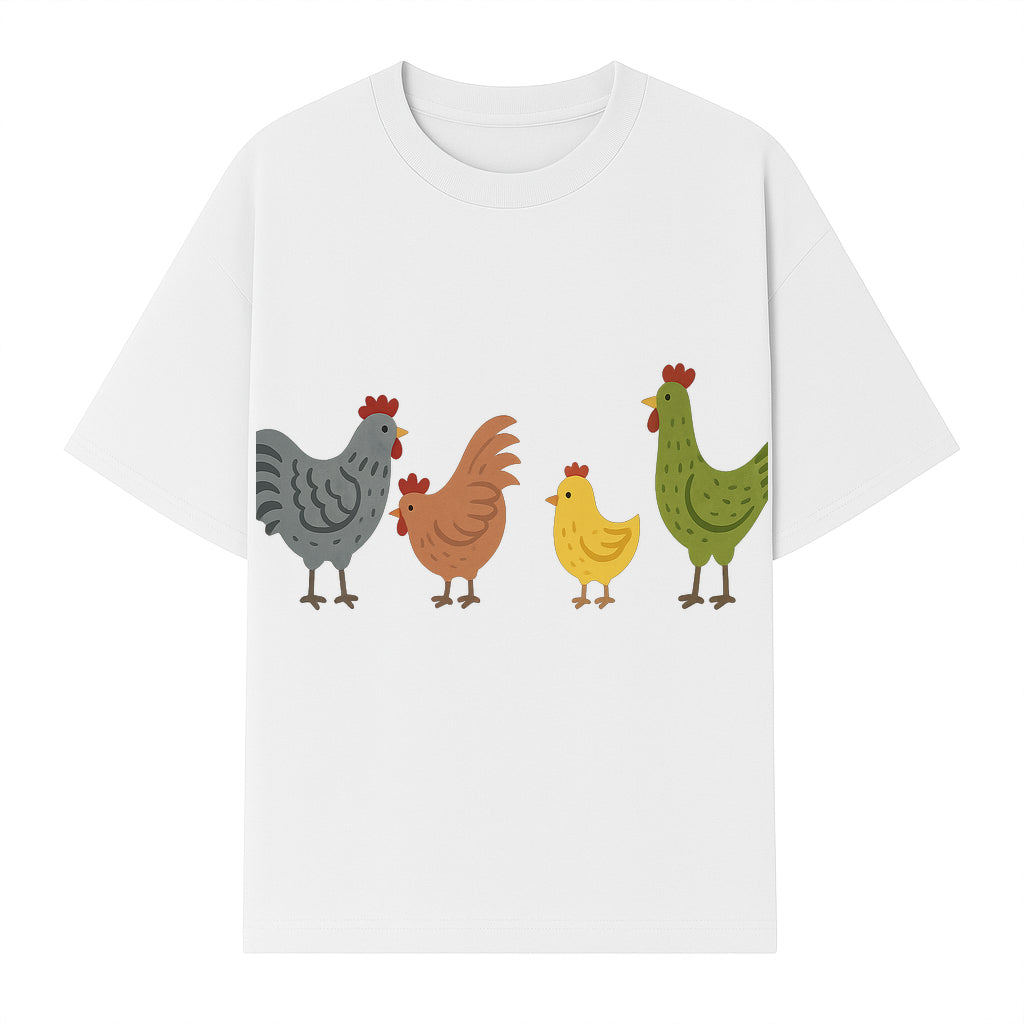 Colorful Chicken Wall Art Set - Cute Farmhouse Decor for Kids' Rooms, Nursery, or Kitchen - Whimsical Animal Print Decorations - T-shirt 1757922467672.jpg