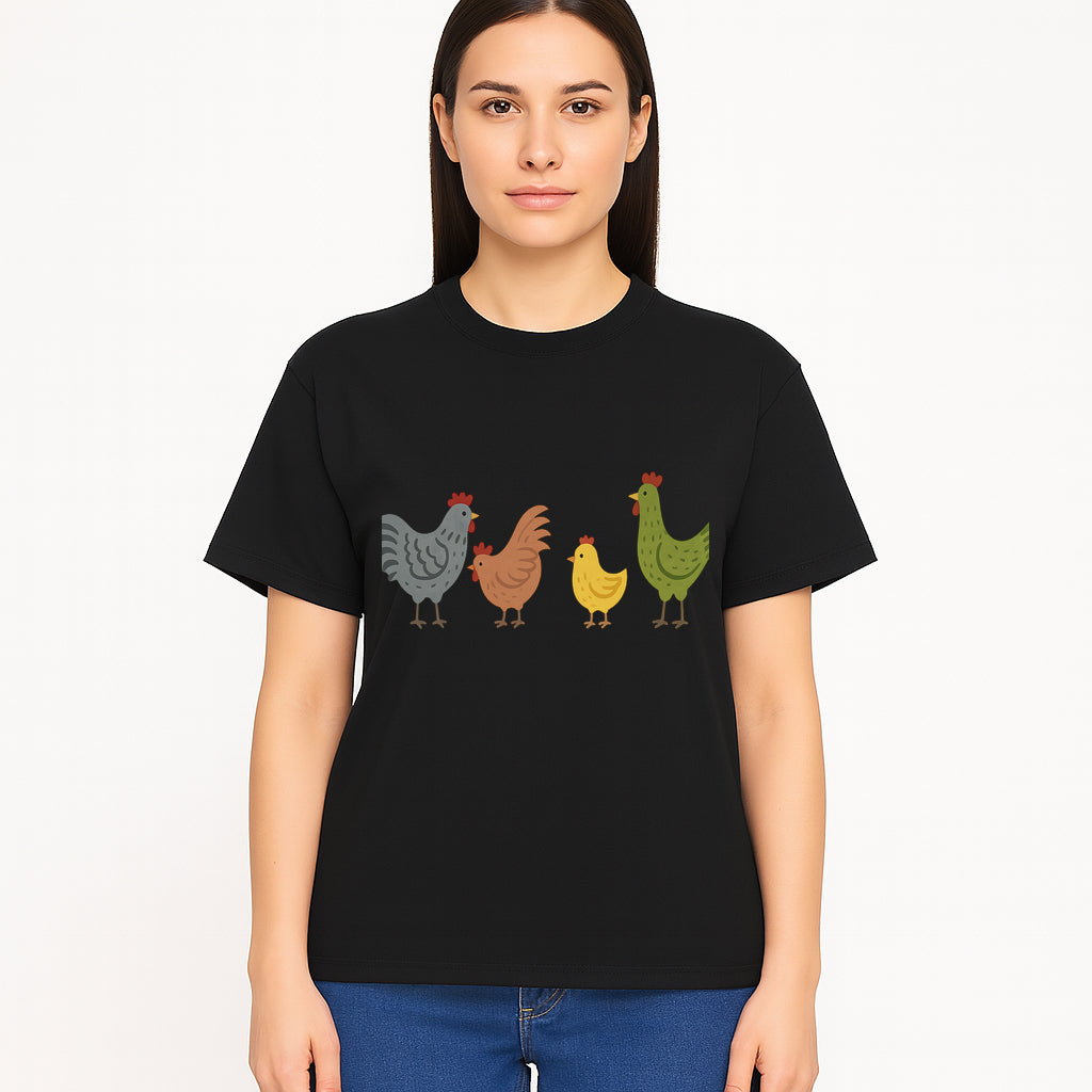 Colorful Chicken Wall Art Set - Cute Farmhouse Decor for Kids' Rooms, Nursery, or Kitchen - Whimsical Animal Print Decorations - T-shirt 1757922468909.jpg