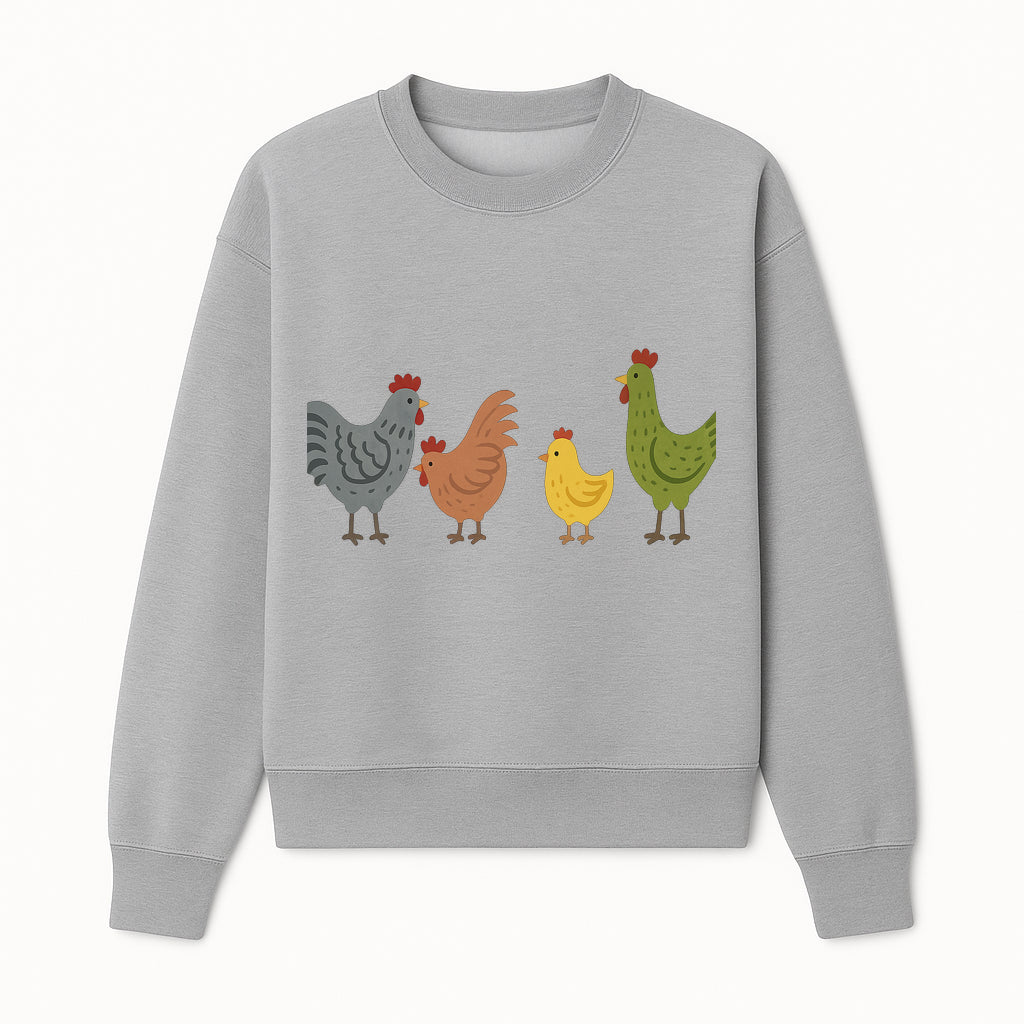 Colorful Chicken Wall Art Set - Cute Farmhouse Decor for Kids' Rooms, Nursery, or Kitchen - Whimsical Animal Print Decorations - Sweatshirt 1757922469042.jpg