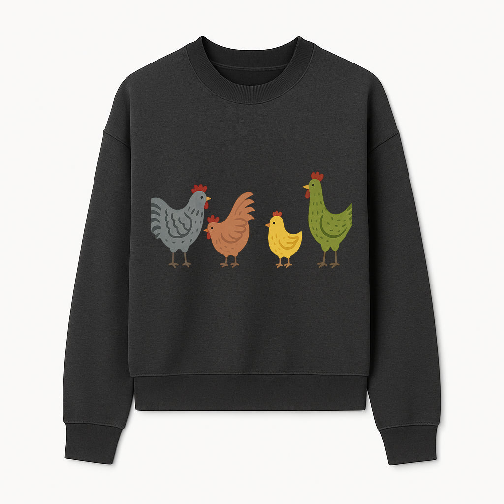 Colorful Chicken Wall Art Set - Cute Farmhouse Decor for Kids' Rooms, Nursery, or Kitchen - Whimsical Animal Print Decorations - Sweatshirt 1757922469309.jpg