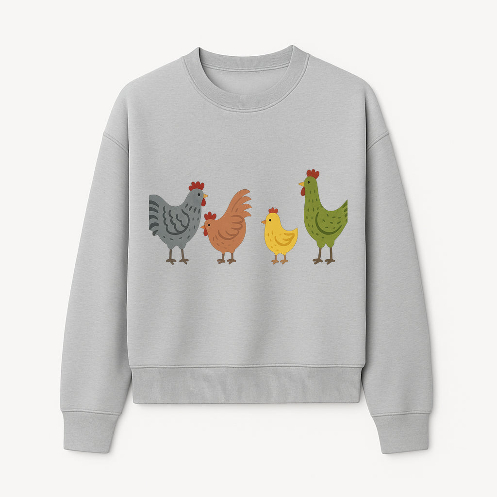 Colorful Chicken Wall Art Set - Cute Farmhouse Decor for Kids' Rooms, Nursery, or Kitchen - Whimsical Animal Print Decorations - Sweatshirt 1757922469584.jpg
