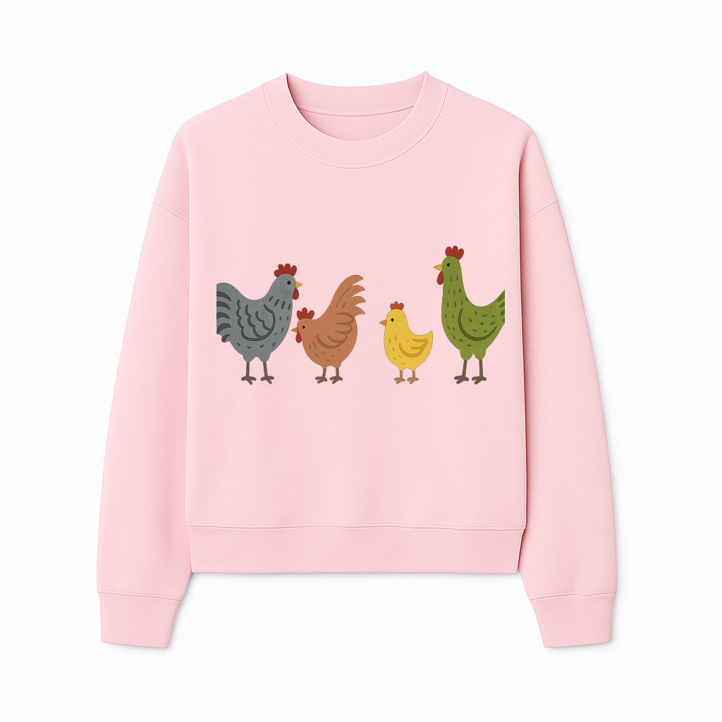 Colorful Chicken Wall Art Set - Cute Farmhouse Decor for Kids' Rooms, Nursery, or Kitchen - Whimsical Animal Print Decorations - Sweatshirt 1757922469882.jpg