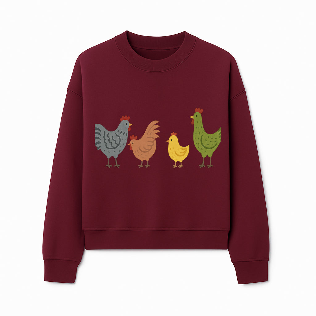 Colorful Chicken Wall Art Set - Cute Farmhouse Decor for Kids' Rooms, Nursery, or Kitchen - Whimsical Animal Print Decorations - Sweatshirt 1757922470009.jpg