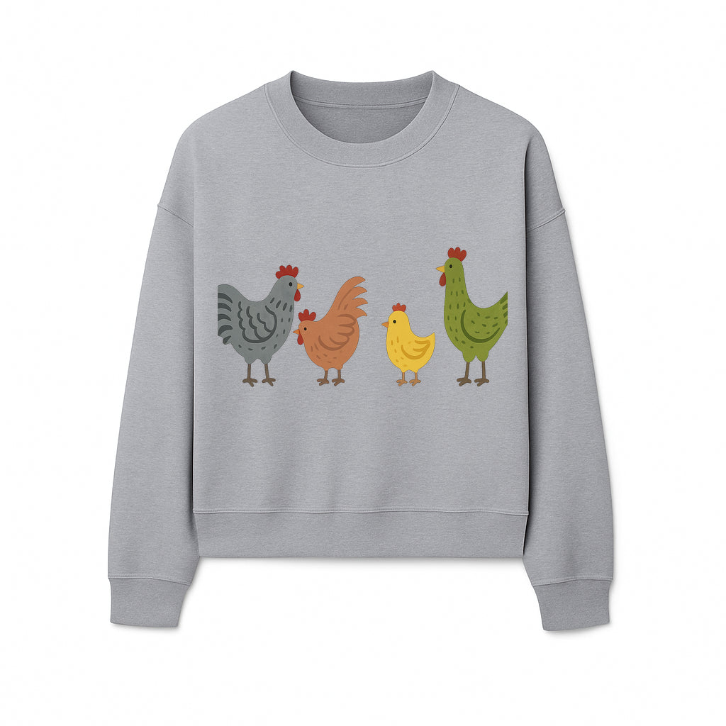 Colorful Chicken Wall Art Set - Cute Farmhouse Decor for Kids' Rooms, Nursery, or Kitchen - Whimsical Animal Print Decorations - Sweatshirt 1757922470402.jpg