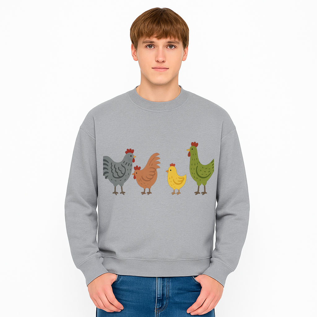 Colorful Chicken Wall Art Set - Cute Farmhouse Decor for Kids' Rooms, Nursery, or Kitchen - Whimsical Animal Print Decorations - Sweatshirt 1757922471684.jpg