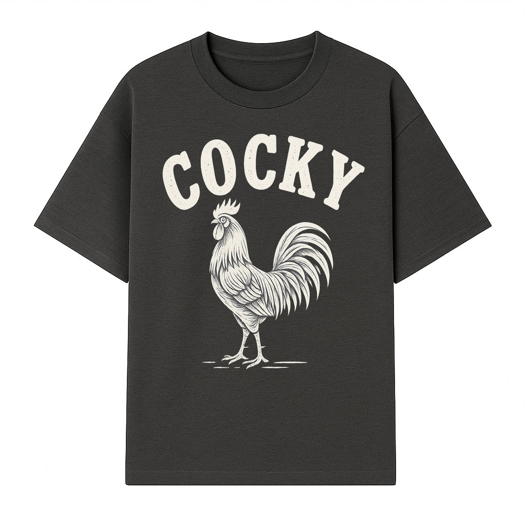 Cocky Rooster Vintage Graphic Tee, Fun Farmhouse Shirt, Animal Lover Gift, Retro Poultry Art, Unique Cockatoo Apparel - T-shirt 1757922473489.jpg