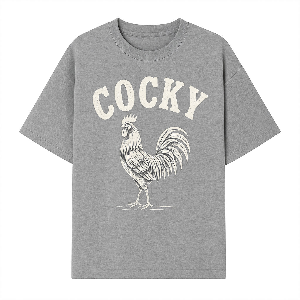 Cocky Rooster Vintage Graphic Tee, Fun Farmhouse Shirt, Animal Lover Gift, Retro Poultry Art, Unique Cockatoo Apparel - T-shirt 1757922474690.jpg