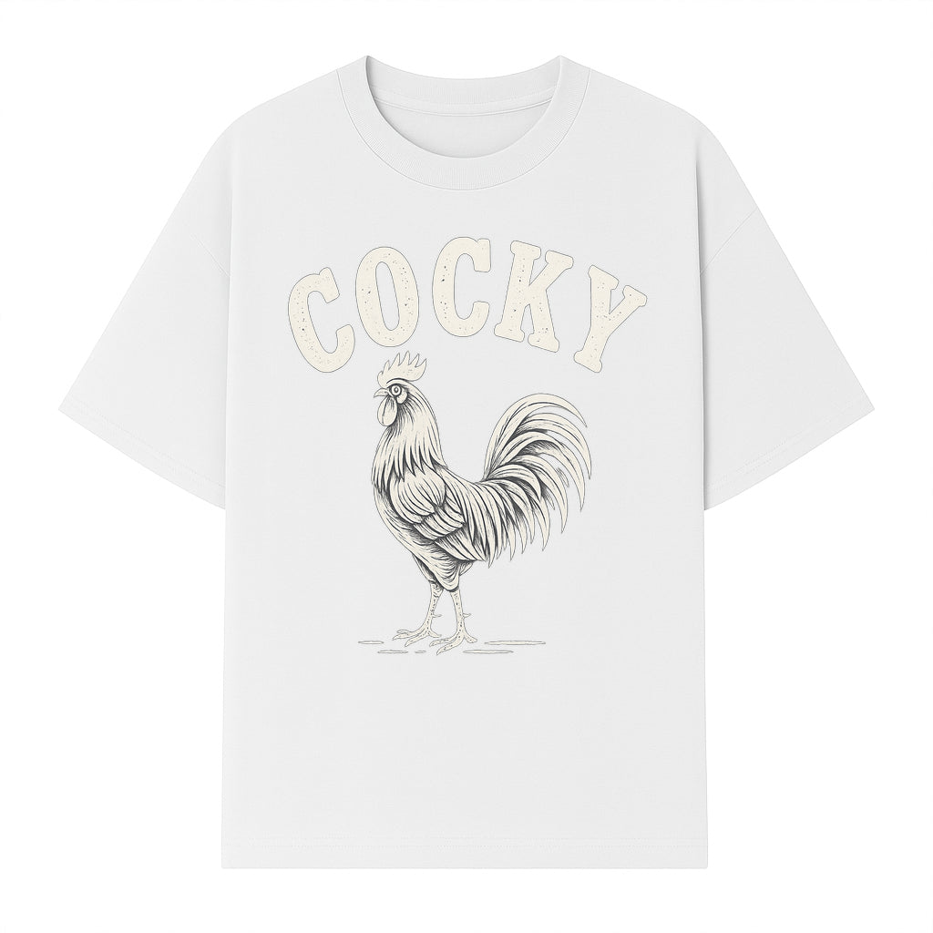 Cocky Rooster Vintage Graphic Tee, Fun Farmhouse Shirt, Animal Lover Gift, Retro Poultry Art, Unique Cockatoo Apparel - T-shirt 1757922474822.jpg