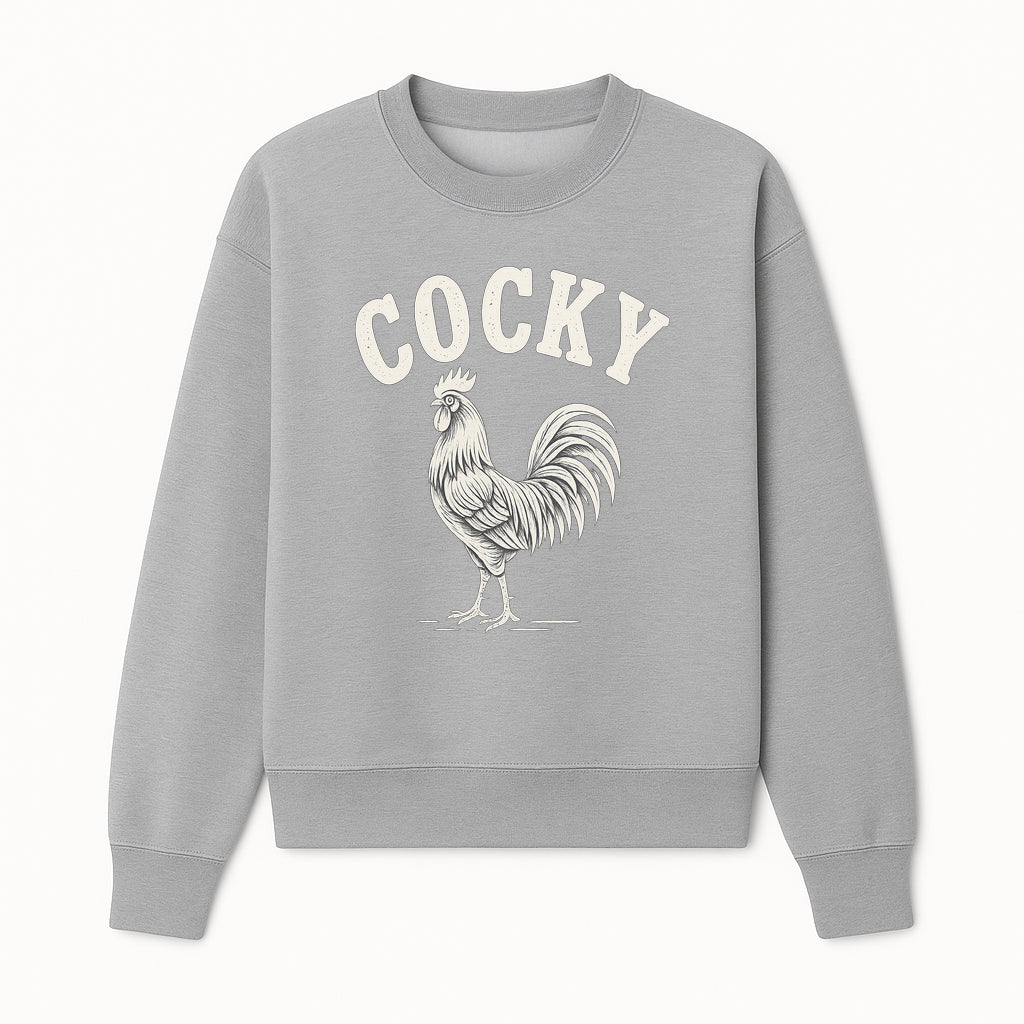 Cocky Rooster Vintage Graphic Tee, Fun Farmhouse Shirt, Animal Lover Gift, Retro Poultry Art, Unique Cockatoo Apparel - Sweatshirt 1757922476236.jpg