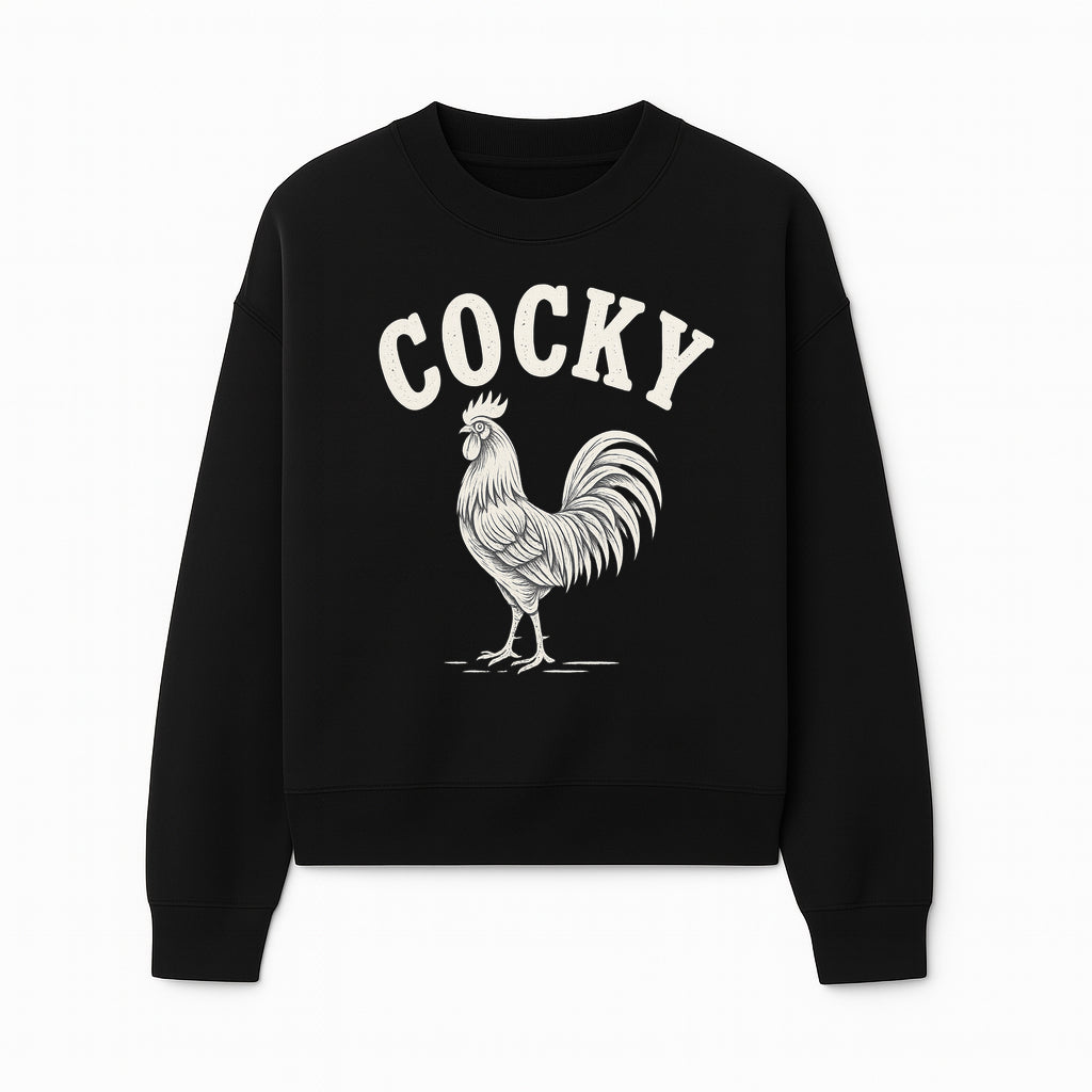 Cocky Rooster Vintage Graphic Tee, Fun Farmhouse Shirt, Animal Lover Gift, Retro Poultry Art, Unique Cockatoo Apparel - Sweatshirt 1757922476397.jpg