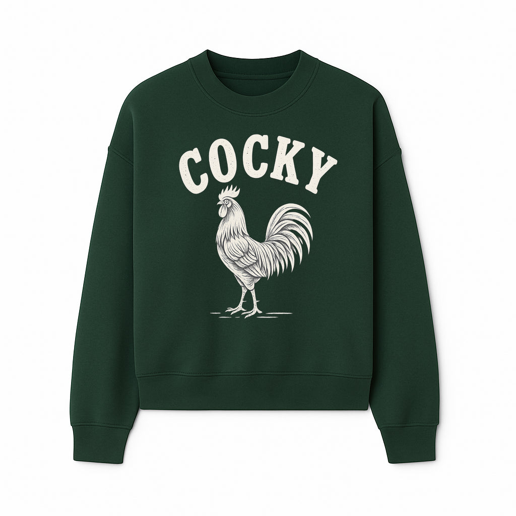 Cocky Rooster Vintage Graphic Tee, Fun Farmhouse Shirt, Animal Lover Gift, Retro Poultry Art, Unique Cockatoo Apparel - Sweatshirt 1757922476675.jpg