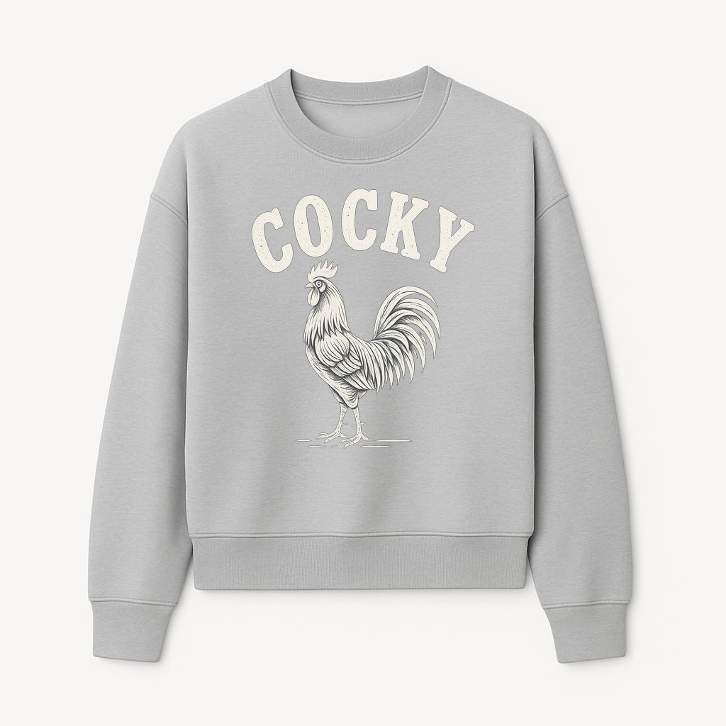 Cocky Rooster Vintage Graphic Tee, Fun Farmhouse Shirt, Animal Lover Gift, Retro Poultry Art, Unique Cockatoo Apparel - Sweatshirt 1757922476827.jpg