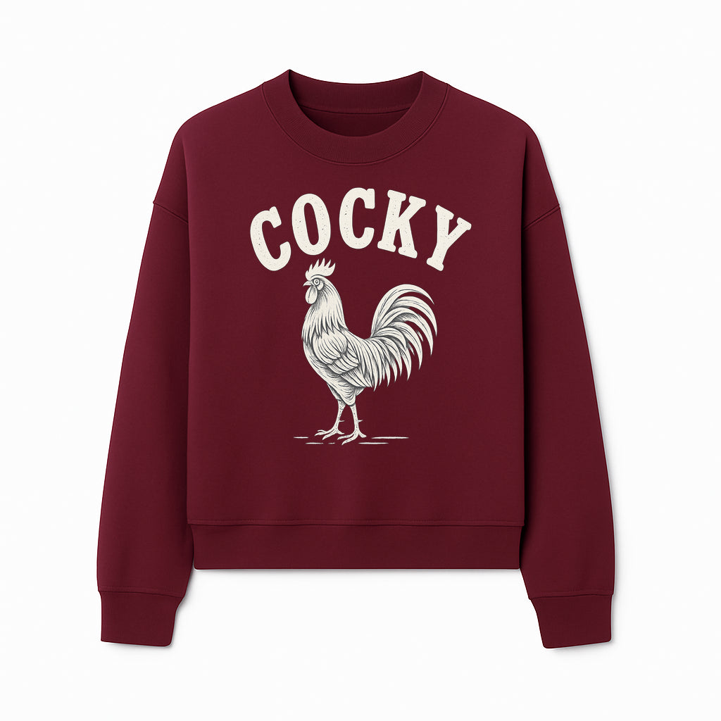 Cocky Rooster Vintage Graphic Tee, Fun Farmhouse Shirt, Animal Lover Gift, Retro Poultry Art, Unique Cockatoo Apparel - Sweatshirt 1757922477229.jpg