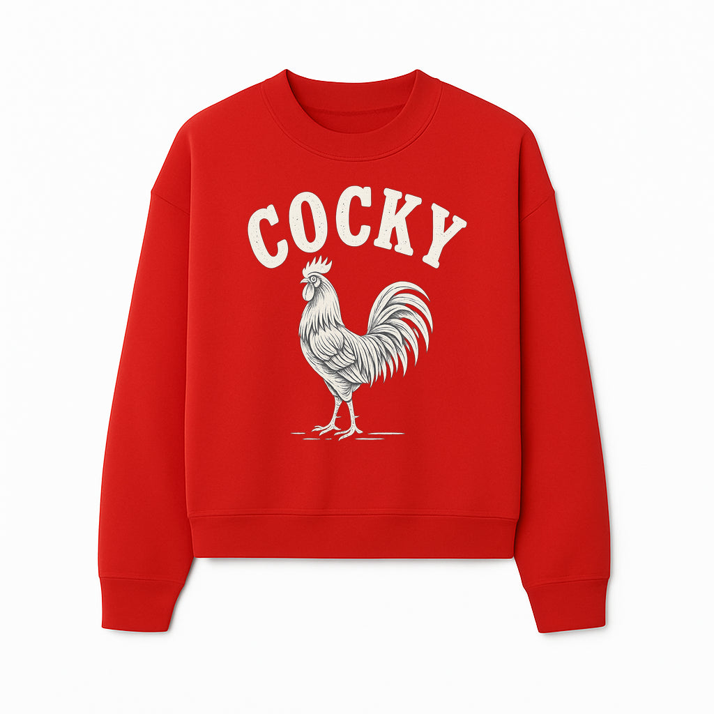 Cocky Rooster Vintage Graphic Tee, Fun Farmhouse Shirt, Animal Lover Gift, Retro Poultry Art, Unique Cockatoo Apparel - Sweatshirt 1757922477513.jpg