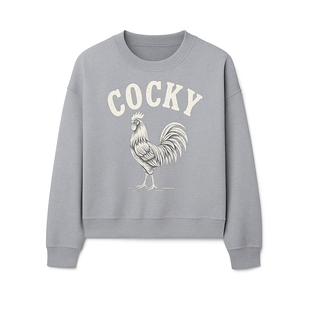 Cocky Rooster Vintage Graphic Tee, Fun Farmhouse Shirt, Animal Lover Gift, Retro Poultry Art, Unique Cockatoo Apparel - Sweatshirt 1757922477646.jpg
