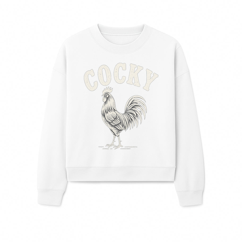 Cocky Rooster Vintage Graphic Tee, Fun Farmhouse Shirt, Animal Lover Gift, Retro Poultry Art, Unique Cockatoo Apparel - Sweatshirt 1757922477769.jpg