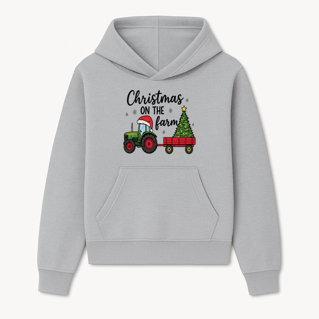 Christmas on the Farm Vintage Tractor and Tree Holiday Decor, Farmhouse Christmas Wall Art, Rustic Christmas Print - Hoodie 1757922478297.jpg