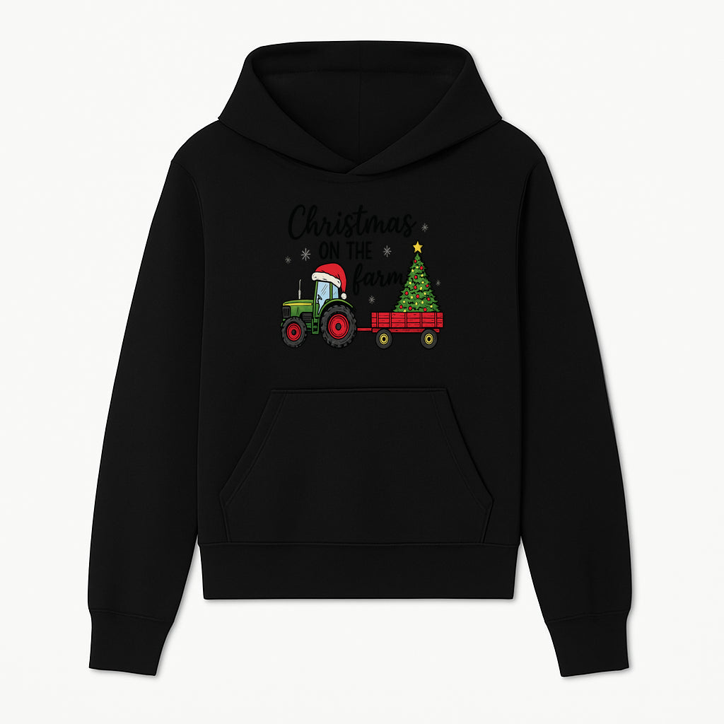 Christmas on the Farm Vintage Tractor and Tree Holiday Decor, Farmhouse Christmas Wall Art, Rustic Christmas Print - Hoodie 1757922478474.jpg