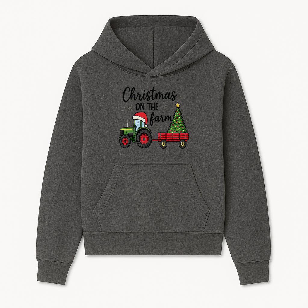 Christmas on the Farm Vintage Tractor and Tree Holiday Decor, Farmhouse Christmas Wall Art, Rustic Christmas Print - Hoodie 1757922478639.jpg