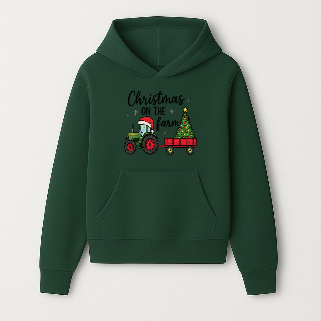 Christmas on the Farm Vintage Tractor and Tree Holiday Decor, Farmhouse Christmas Wall Art, Rustic Christmas Print - Hoodie 1757922478780.jpg