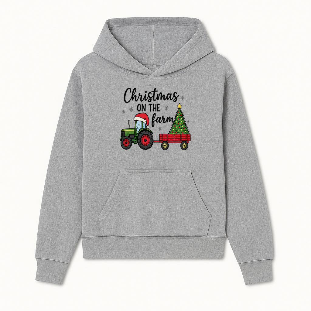 Christmas on the Farm Vintage Tractor and Tree Holiday Decor, Farmhouse Christmas Wall Art, Rustic Christmas Print - Hoodie 1757922478924.jpg