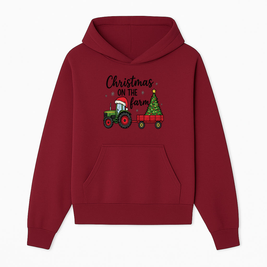 Christmas on the Farm Vintage Tractor and Tree Holiday Decor, Farmhouse Christmas Wall Art, Rustic Christmas Print - Hoodie 1757922479339.jpg