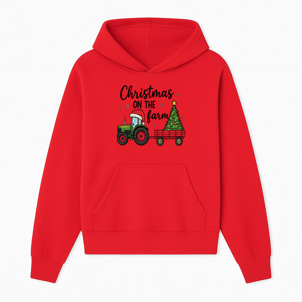 Christmas on the Farm Vintage Tractor and Tree Holiday Decor, Farmhouse Christmas Wall Art, Rustic Christmas Print - Hoodie 1757922479680.jpg