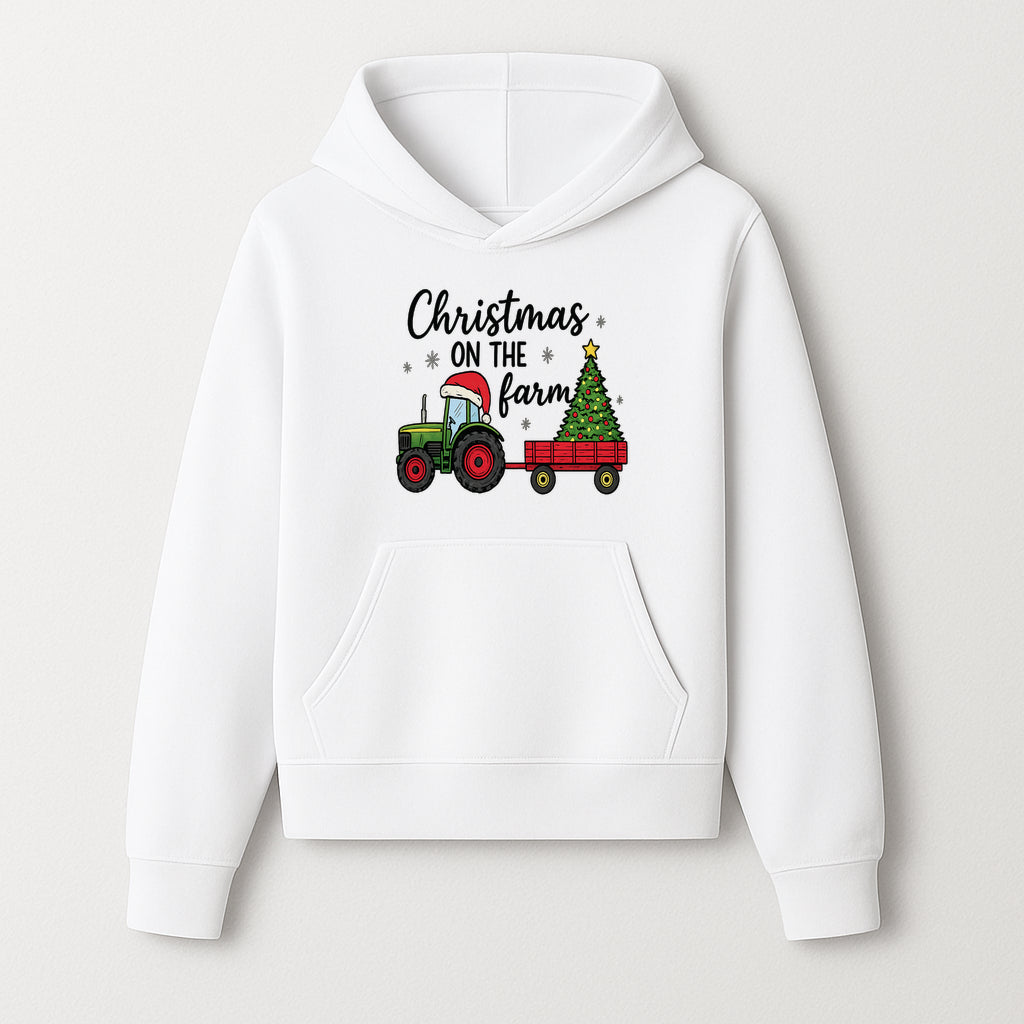Christmas on the Farm Vintage Tractor and Tree Holiday Decor, Farmhouse Christmas Wall Art, Rustic Christmas Print - Hoodie 1757922479947.jpg