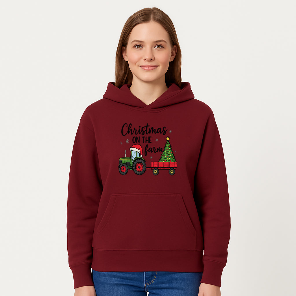 Christmas on the Farm Vintage Tractor and Tree Holiday Decor, Farmhouse Christmas Wall Art, Rustic Christmas Print - Hoodie 1757922481226.jpg