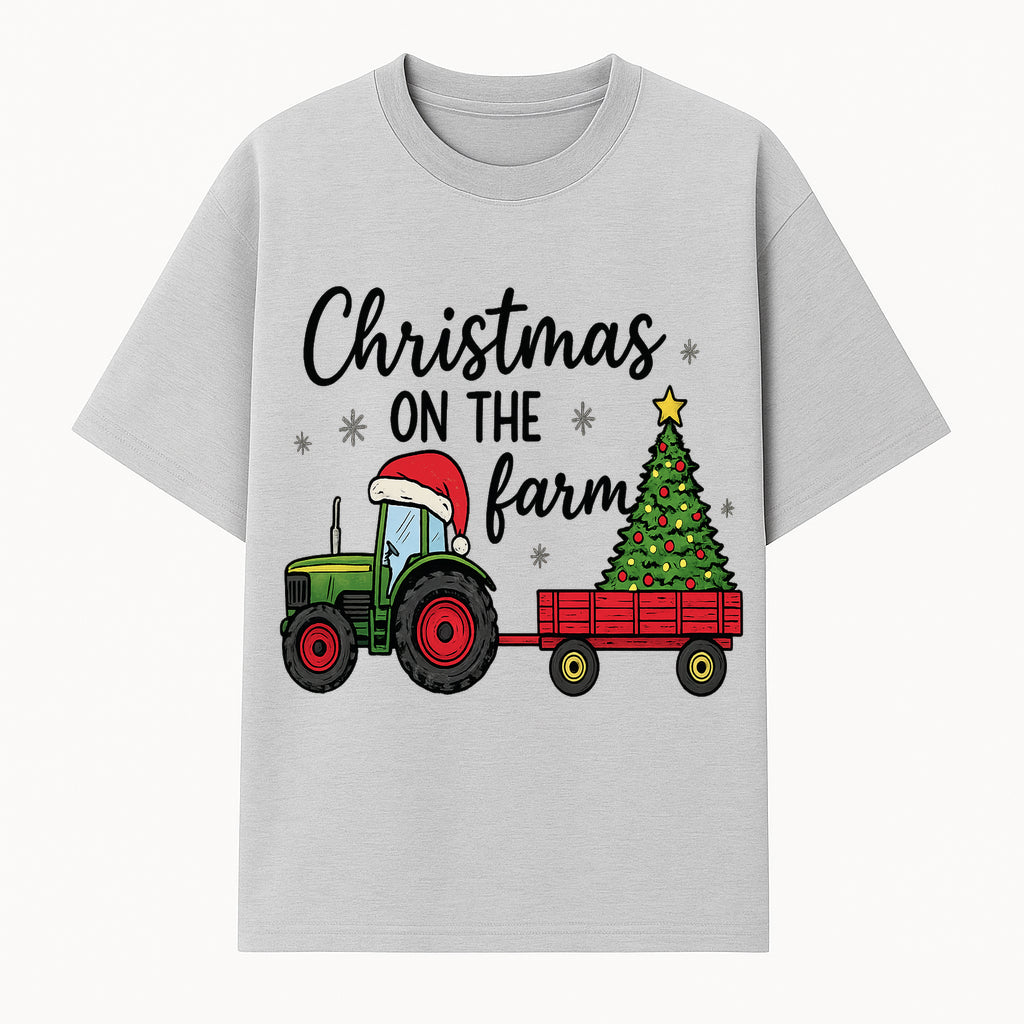 Christmas on the Farm Vintage Tractor and Tree Holiday Decor, Farmhouse Christmas Wall Art, Rustic Christmas Print - T-shirt 1757922481396.jpg