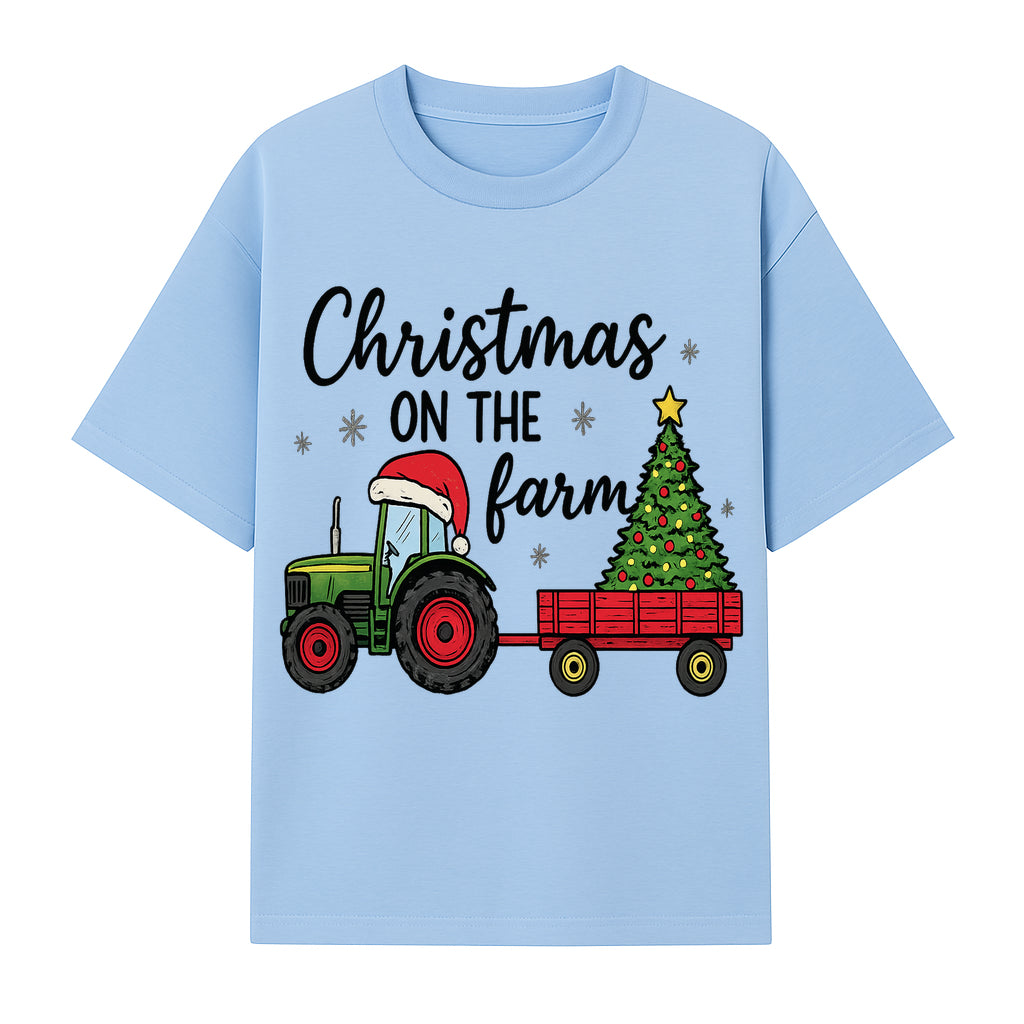 Christmas on the Farm Vintage Tractor and Tree Holiday Decor, Farmhouse Christmas Wall Art, Rustic Christmas Print - T-shirt 1757922482049.jpg