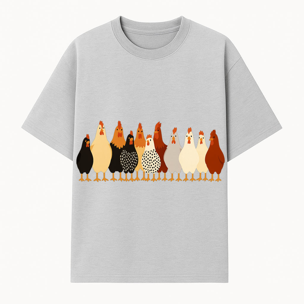 Colorful Chicken Collection Art Print - Farmhouse Decor, Cute Poultry Illustration, Kitchen Wall Art, Animal Lover Gift - T-shirt 1757922483737.jpg