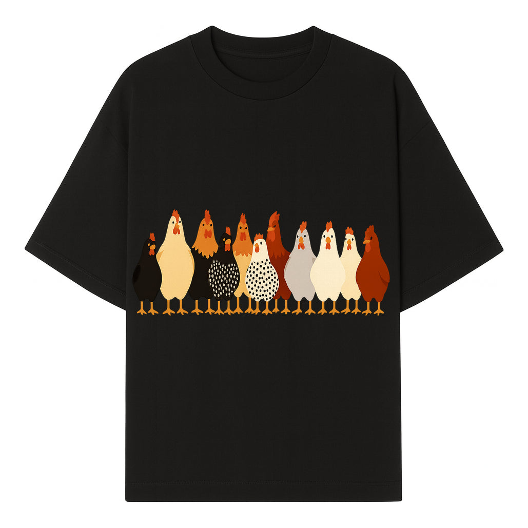 Colorful Chicken Collection Art Print - Farmhouse Decor, Cute Poultry Illustration, Kitchen Wall Art, Animal Lover Gift - T-shirt 1757922483868.jpg