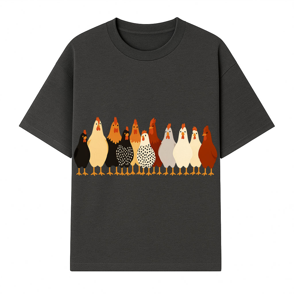 Colorful Chicken Collection Art Print - Farmhouse Decor, Cute Poultry Illustration, Kitchen Wall Art, Animal Lover Gift - T-shirt 1757922484019.jpg