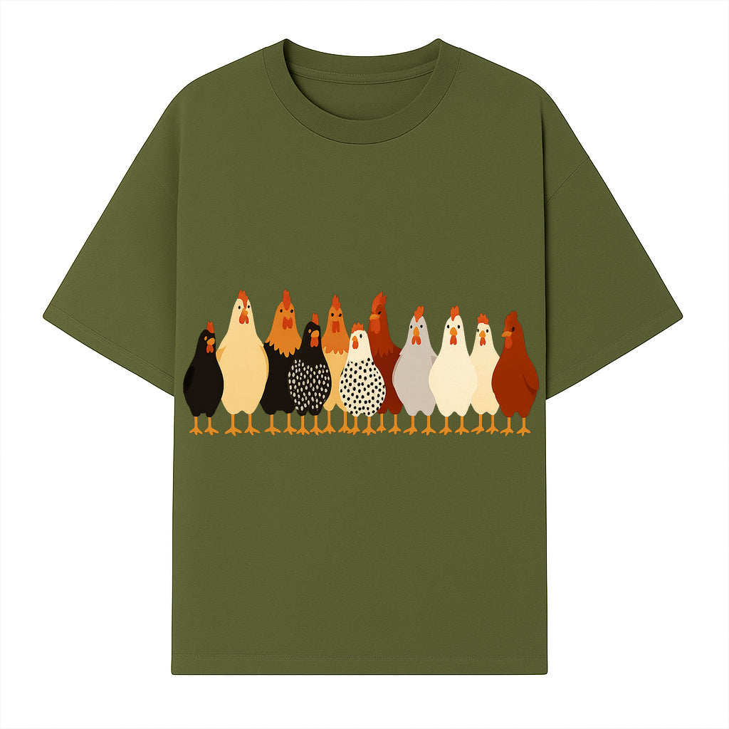 Colorful Chicken Collection Art Print - Farmhouse Decor, Cute Poultry Illustration, Kitchen Wall Art, Animal Lover Gift - T-shirt 1757922484164.jpg