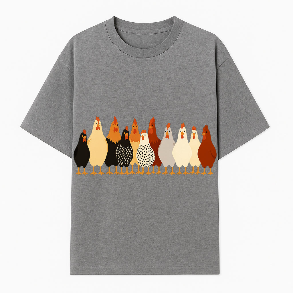 Colorful Chicken Collection Art Print - Farmhouse Decor, Cute Poultry Illustration, Kitchen Wall Art, Animal Lover Gift - T-shirt 1757922484311.jpg