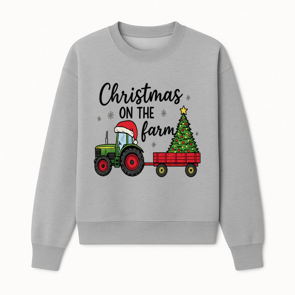 Christmas on the Farm Vintage Tractor and Tree Holiday Decor, Farmhouse Christmas Wall Art, Rustic Christmas Print - Sweatshirt 1757922484366.jpg