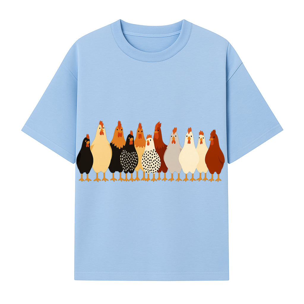 Colorful Chicken Collection Art Print - Farmhouse Decor, Cute Poultry Illustration, Kitchen Wall Art, Animal Lover Gift - T-shirt 1757922484449.jpg